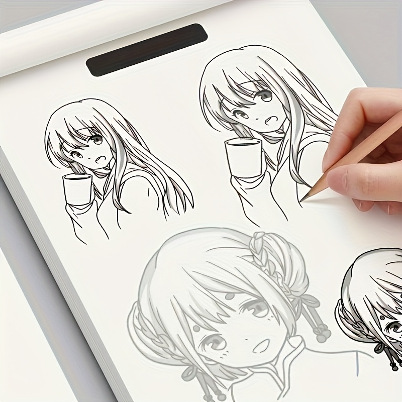 Photography Book - アニメキャラクター線画描き方ブック 初心者向け | 48ページのスケッチブック（アウトライン付き） | 漫画家や漫画スタイリストに最適