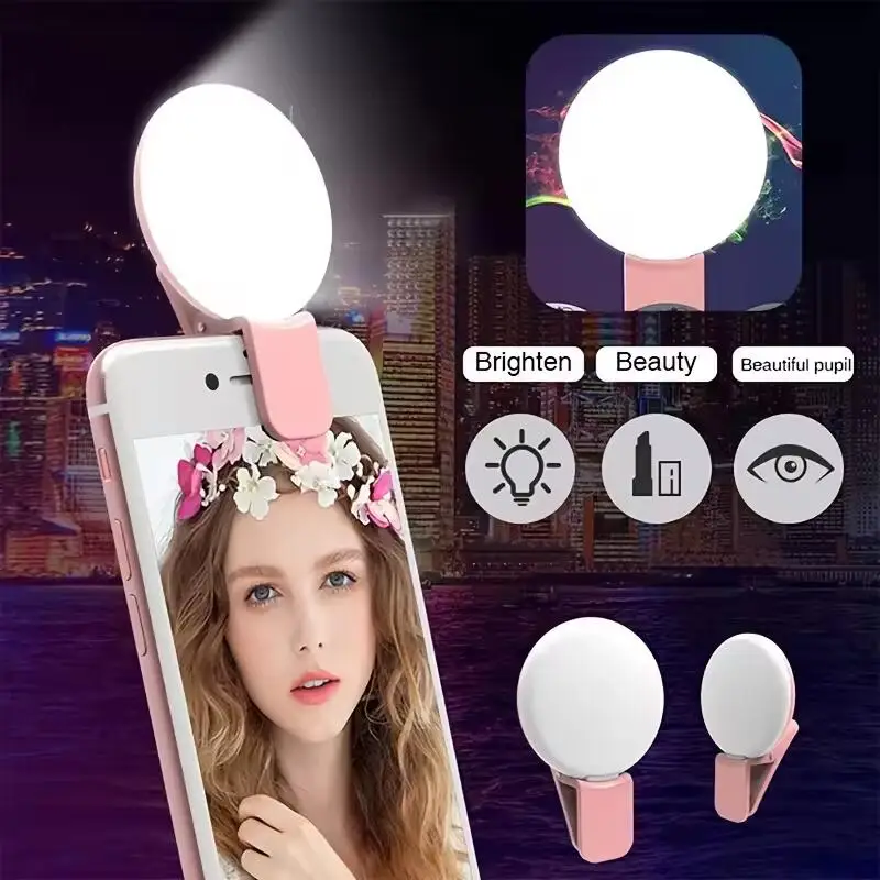 Photography Videos Free - 携帯用ミニ自撮りリングライト、LEDランプ、USB充電式、写真撮影用クリップリングライト、汎用モバイルフォン用、ライブ動画用、美肌効果ランプ。