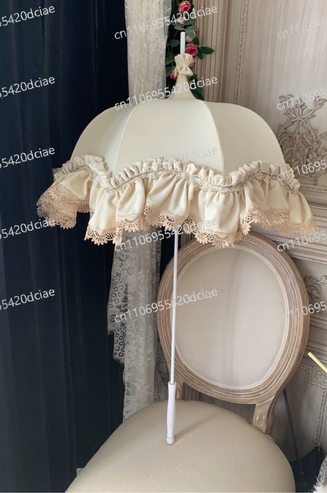 Photography Umbrella - 手作りヴィンテージロリータ傘アンティーク模造レースフラワー傘結婚式の写真撮影用小さなオーシャン傘