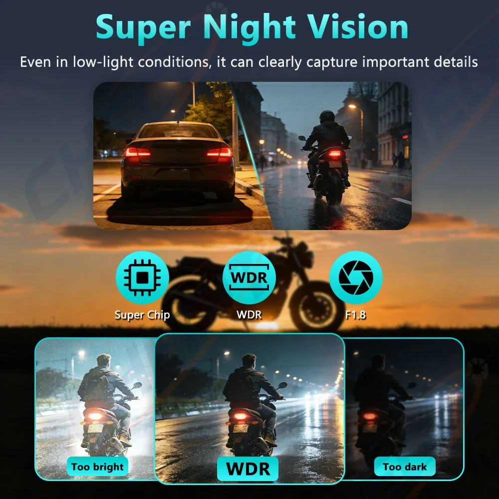 オートバイ DVR 2K HD WiFi 防水 IP66 ミ - Photographic Memory のレビューと価格