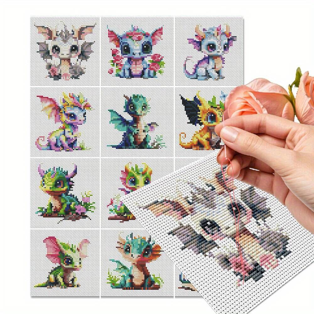 12 個ドラゴンクロスステッチ 11CT プリント生地刺繍キ - Photography Geometry のレビューと価格